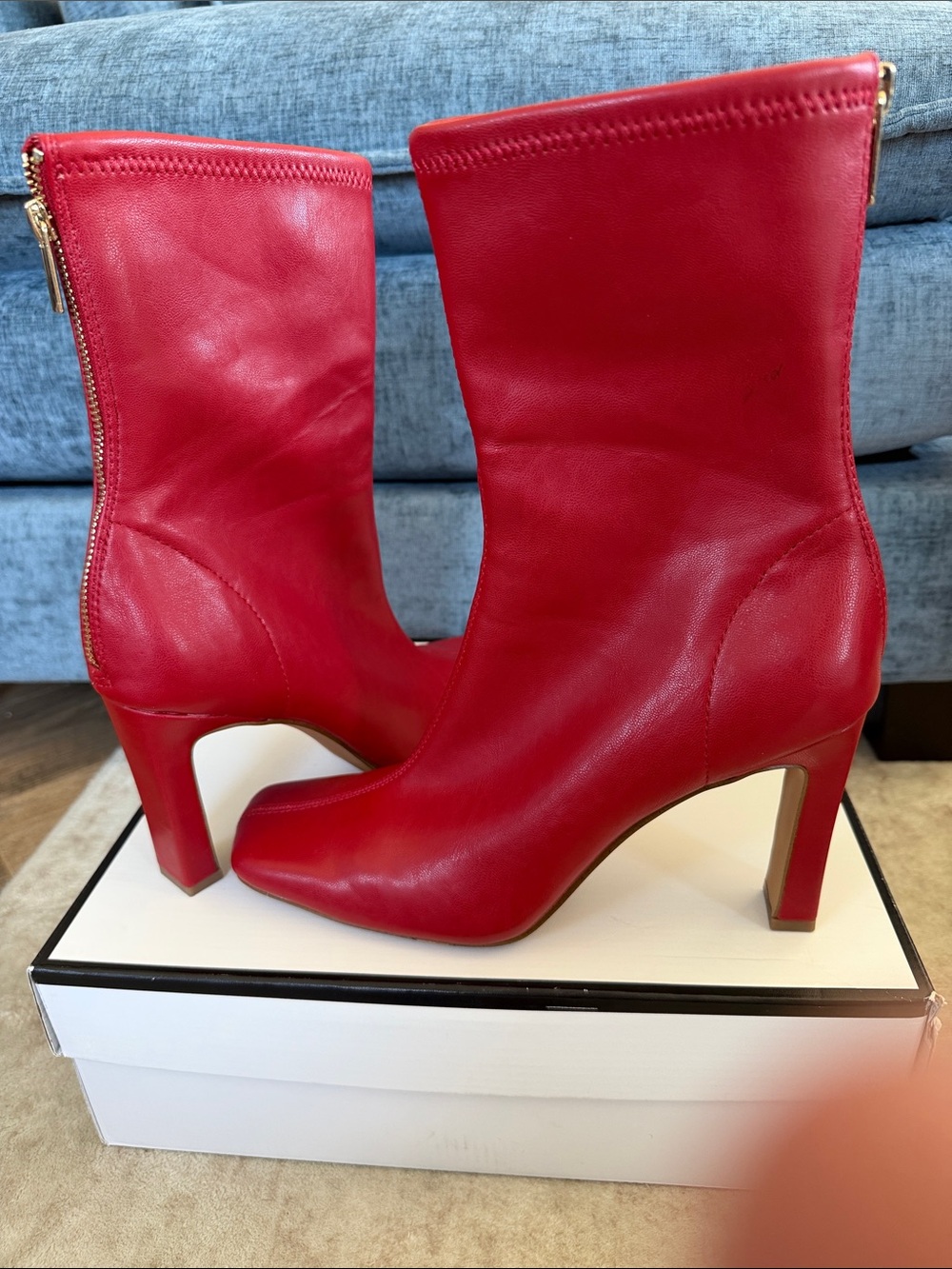 Steve Madden Khelan Red Leather Ankle Boots Size 11 - Picture 2 of 8